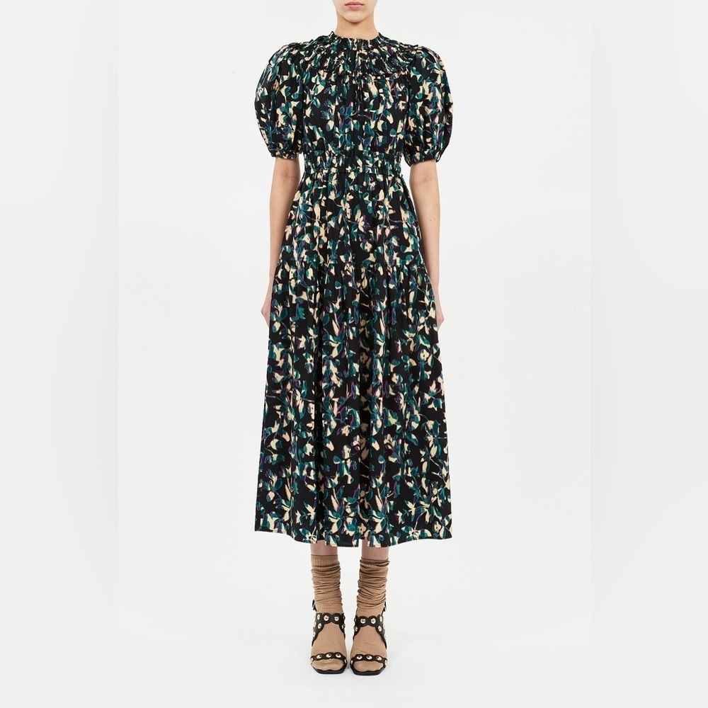 Ulla Johnson Othella Short Sleeve Printed Midi Dress in Kaleidoscope